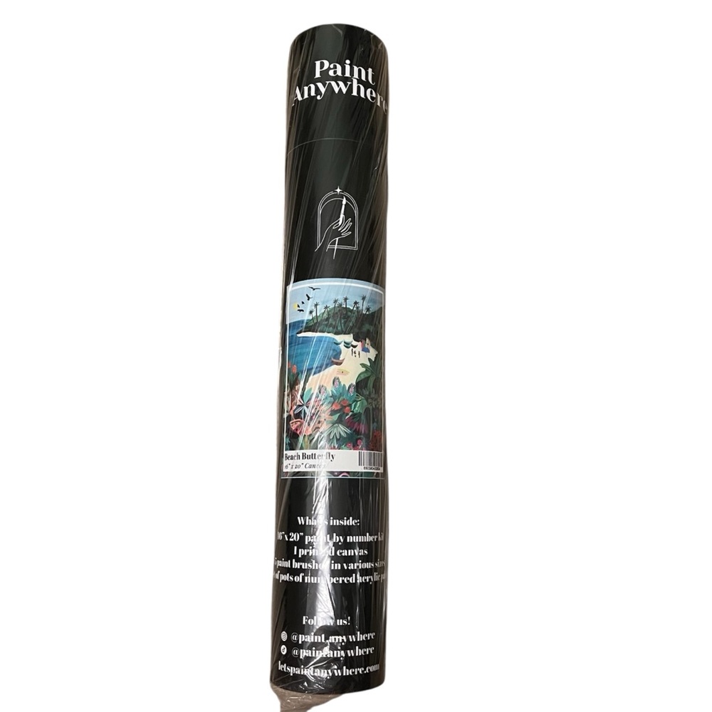 Paint Anywhere Kit Paint by Numbers Beach Butterfly Canvas Roll Kit